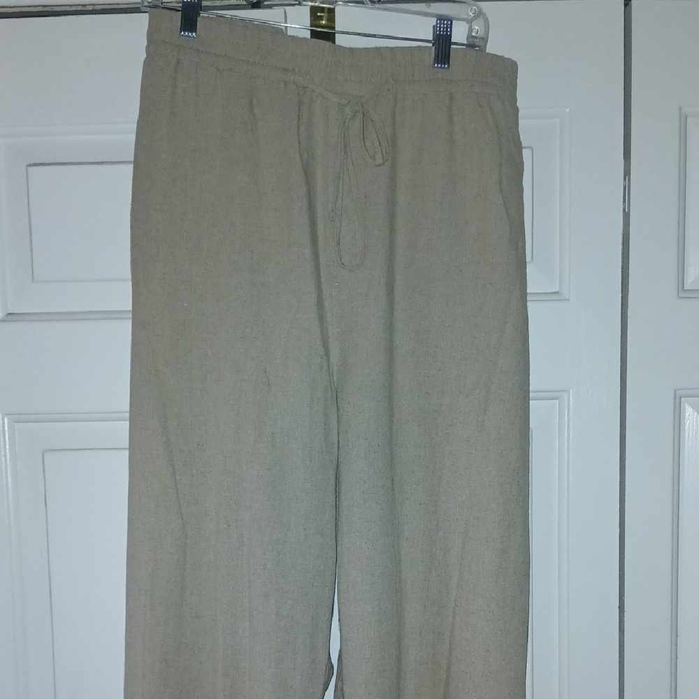 A New Day Womens Tan/ Beige Linen Pants Lightweight